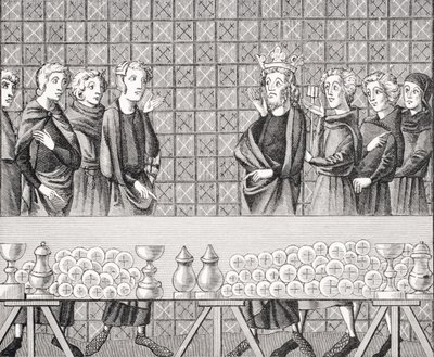 Courtiers Amassing Riches at the Expense of the Poor, after a miniature in the 14th century manuscript 